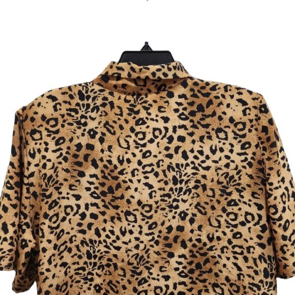 Vintage Algo Blouse Women's Size 16 Leopard Print Short Sleeve Button Down - Picture 4 of 10